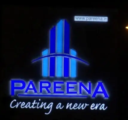Pareena backlit sign — “Creating a new era”