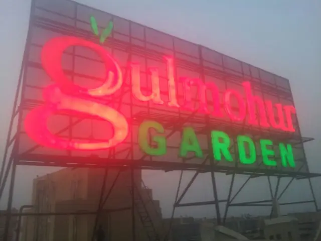 Gulmohur Garden neon rooftop sign