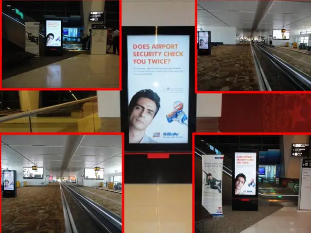 Airport branding — backlit panels and pillars